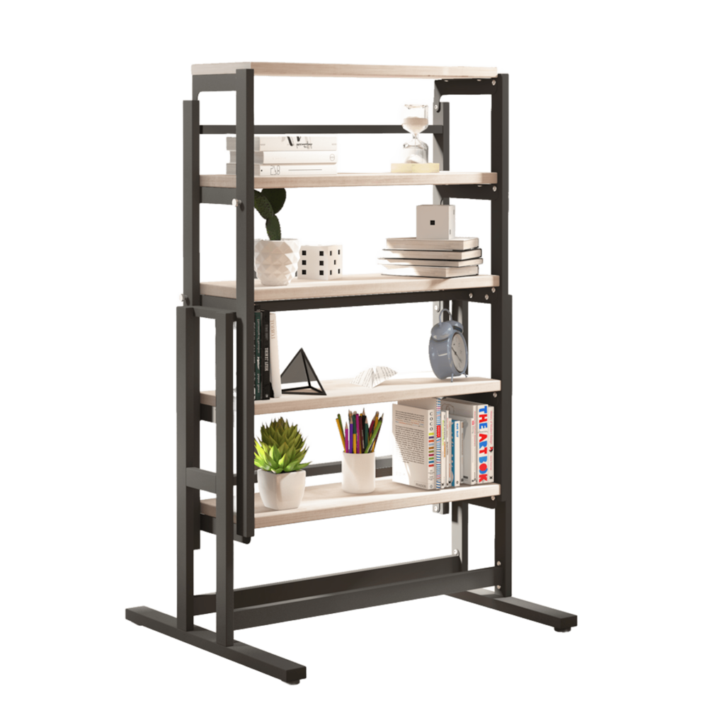 Vintage White Solid Mahogany Convertible Dining Table | Space-Saving Table-to-Shelf Design_4Dock